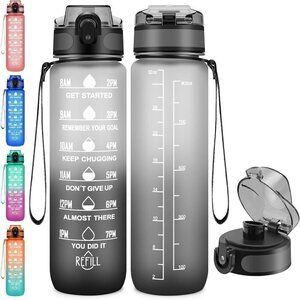 32 oz Motivational Water Bottles With Time Maker, Big 1000ml BPA-free Pl…